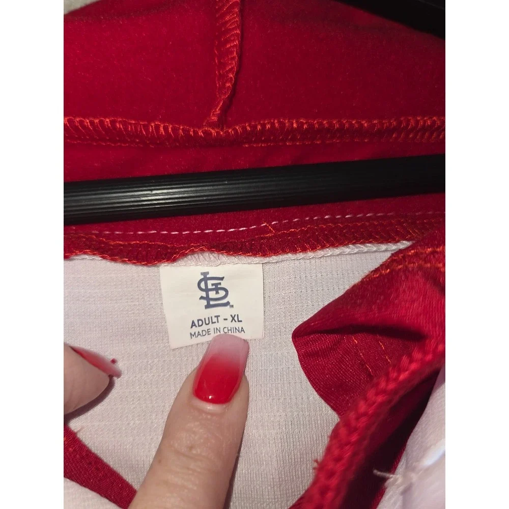 St Louis Cardinals Hooded Jersey Adult XL White/Red MLB Button down Hoodie